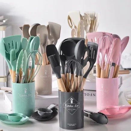 Kit Utensílios de Cozinha em Silicone com 12 Peças